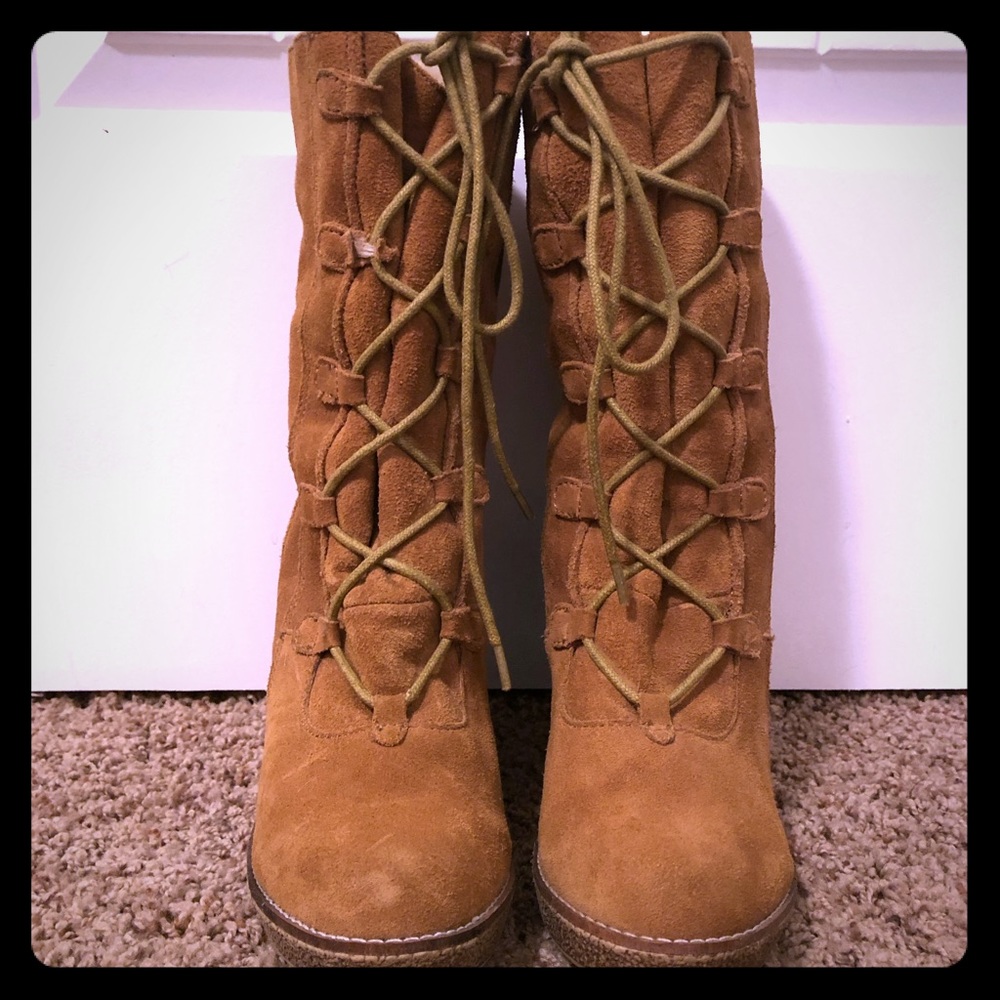 Suede lace up boots